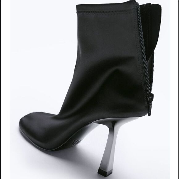NWT Zara Metallic Heeled Ankle Boots - Picture 6 of 9